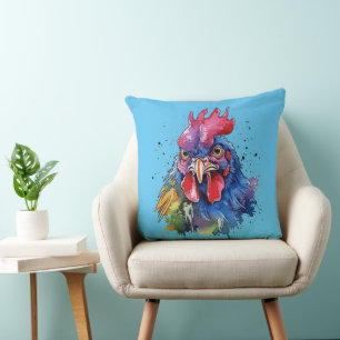 Coussin Coq de campagne Style aquarelle