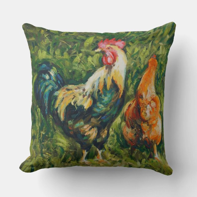 Coussin Coq et poule (Recto)
