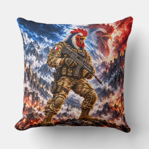 Coussin Coq Français Guerrier Tactique Bataille Épique Art