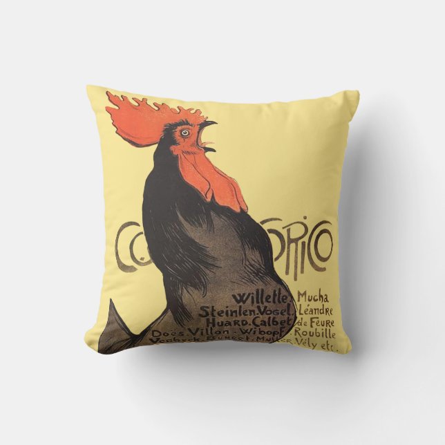 Coussin Coq français vintage Art Nouveau Steinlen (Recto)