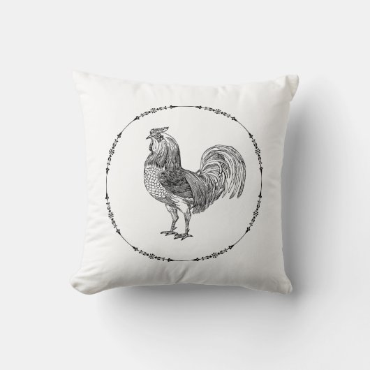 Coussin Coq noir et blanc (Recto)