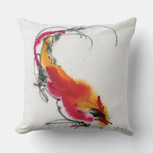 Coussin Coq peu commun. Calligraphie et watercolor. (Recto)