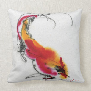 Coussin Coq peu commun. Calligraphie et watercolor.