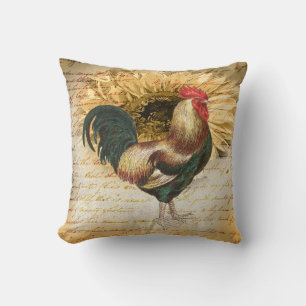 Coussin Coq Vintage Éphéméride Tournesol