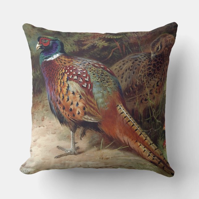 Coussin Coq vintage et faisan Hen (Recto)