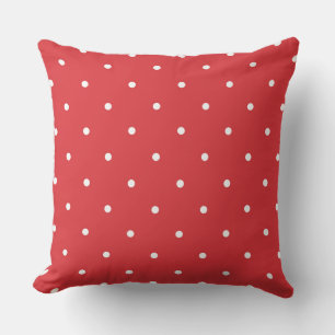 Coussin coquelicot et pois blancs