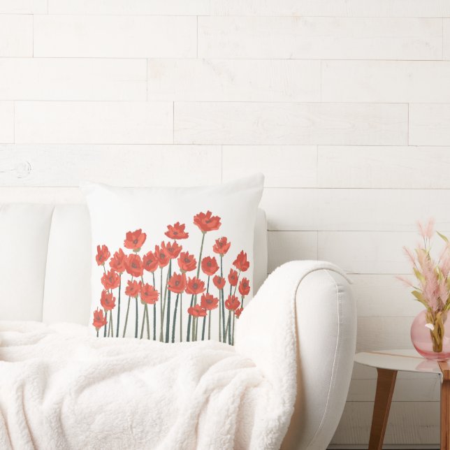 Coussin Coquelicots Art Floral Moderne  (Canapé)
