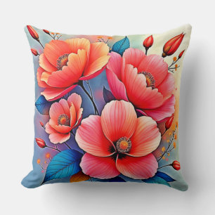 Coussin Coquelicots Élégants : Art de la Nature Radiante