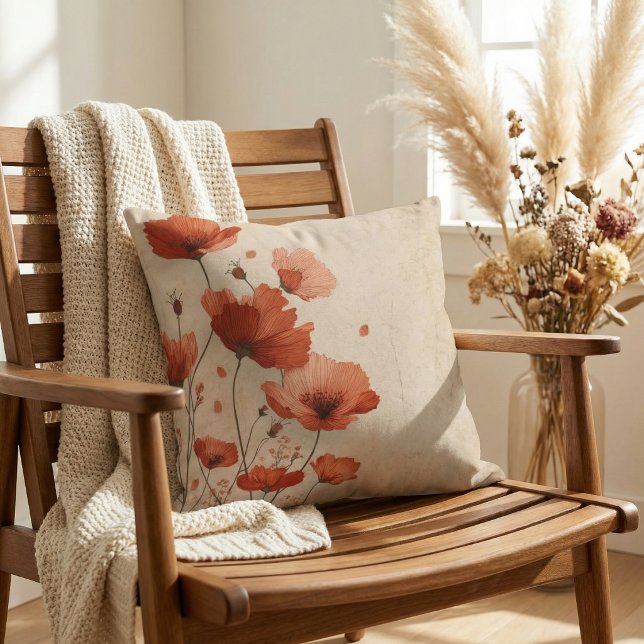 Coussin Coquelicots rouges.  (Créateur téléchargé)