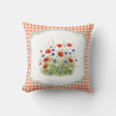 Coussin Coquelicots Rouges à la Campagne (Recto)