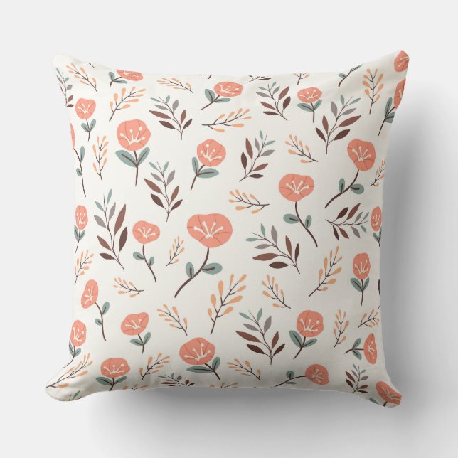 Coussin Coquelicots Rouges Scandi Rêve (Recto)