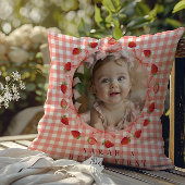 Coussin Coquette Berry Premier Anniversaire Rouge Gingham 