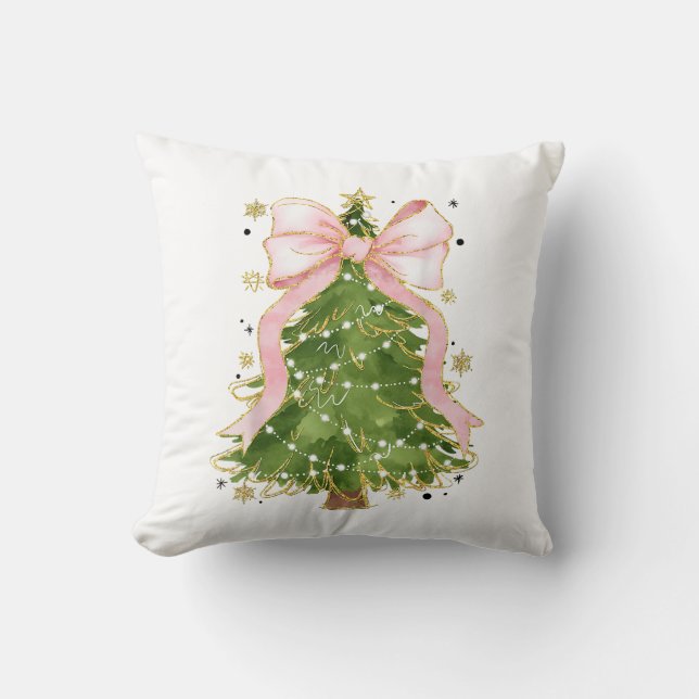 Coussin Coquette Bow Christmas Tree Vacances Fille tenue W (Recto)