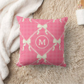 Coussin Coquette Bows Gingham Monogram Cream Pink (Couverture)