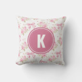 Coussin Coquette Bows Rose Roses Fleurs Motif Monogramme (Recto)