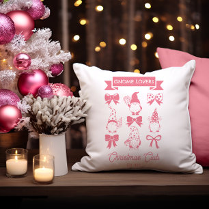 Coussin Coquette Gnome Amateurs de Noël Club - Rose   BLAN