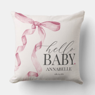 Coussin Coquette Rose Bow Girl Baby shower cadeau