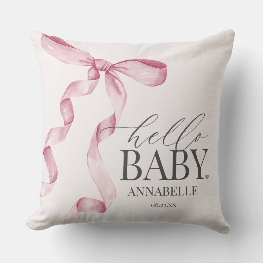 Coussin Coquette Rose Bow Girl Baby shower cadeau (Recto)