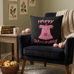 Coussin Coquette Rose Fantôme Joyeux Halloween Art Numériq