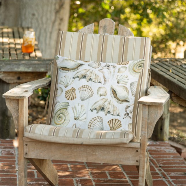 Coussin Coquillage blanc et beige motif (Chaise)