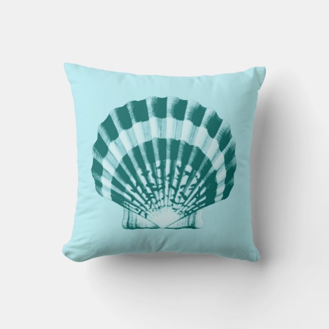 Coussin Coquillage - bleu Turquoise et aqua (Recto)