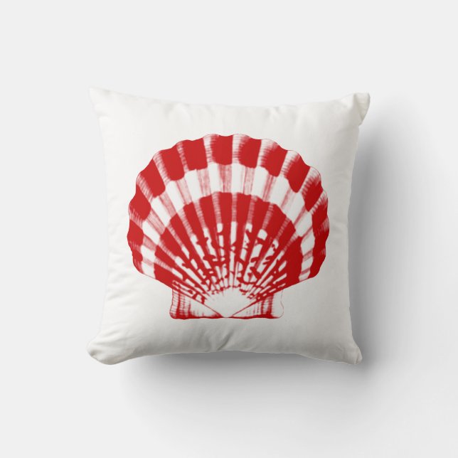 Coussin Coquillage - rouge-foncé et blanc (Recto)