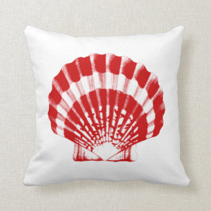 Coussin Coquillage - rouge-foncé et blanc