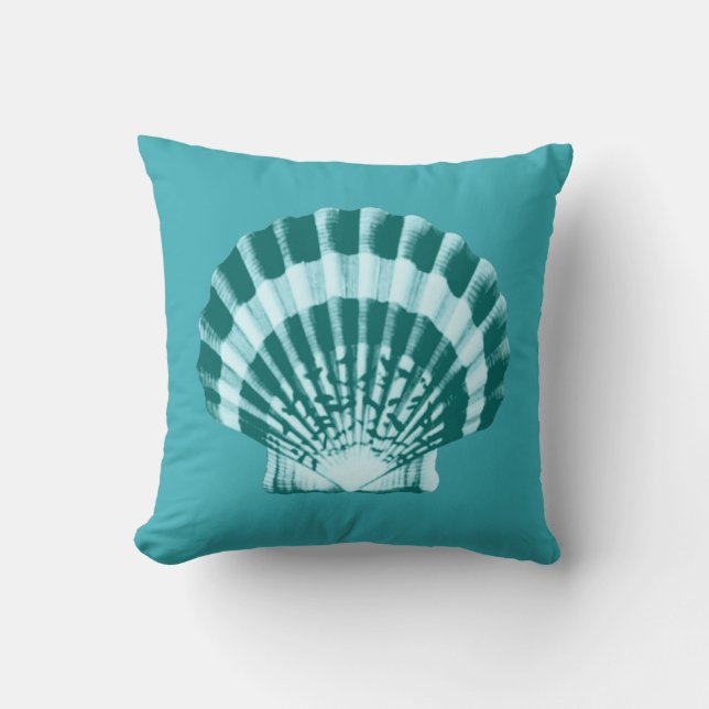Coussin Coquillage - Tons bleu turquoise (Recto)