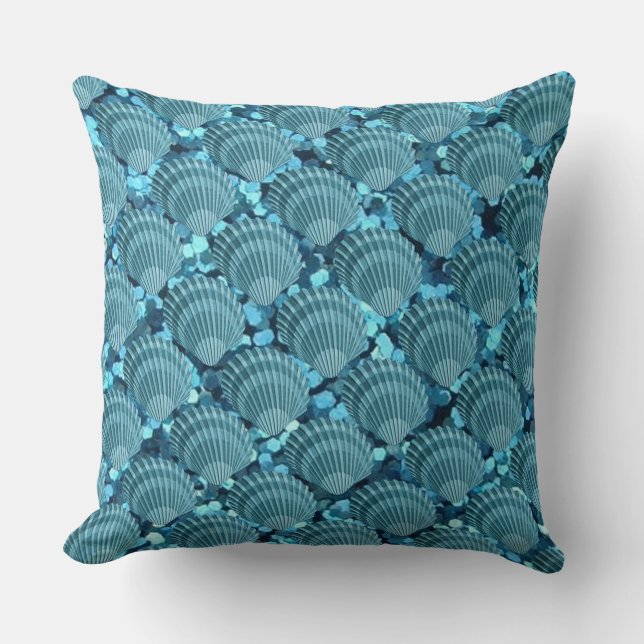 Coussin Coquillage turquoise à étincelles (Recto)
