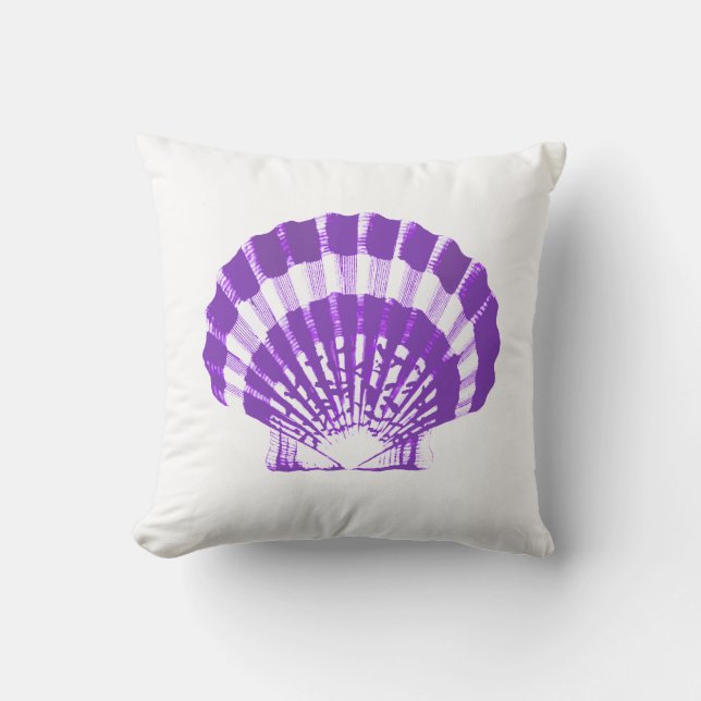 Coussin Coquillage - violet et blanc (Recto)