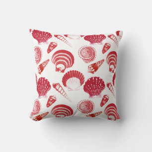 Coussin Coquillages - cinnabar rouge sur un arrière - plan