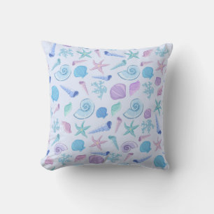 Coussin Coquillages de mer gelés bleu motif Jeu d'oreiller