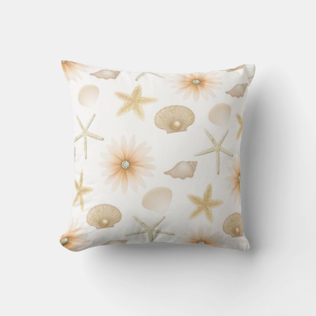 Coussin Coquillages et fleurs de Peach Beach Moderne Glamo (Recto)