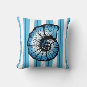 Coussin Coquillages et Rayures aux Couleurs de l'Océan