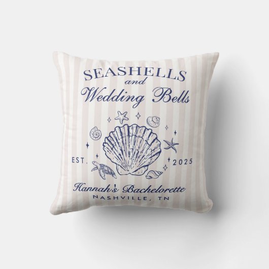 Coussin Coquillages roses rétro et cloches Mariages Bachel (Verso)