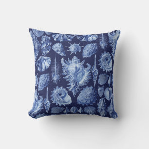 Coussin Coquillages vintages bleu