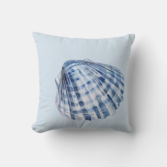 Coussin Coquilles marines bleues et blanches (Recto)