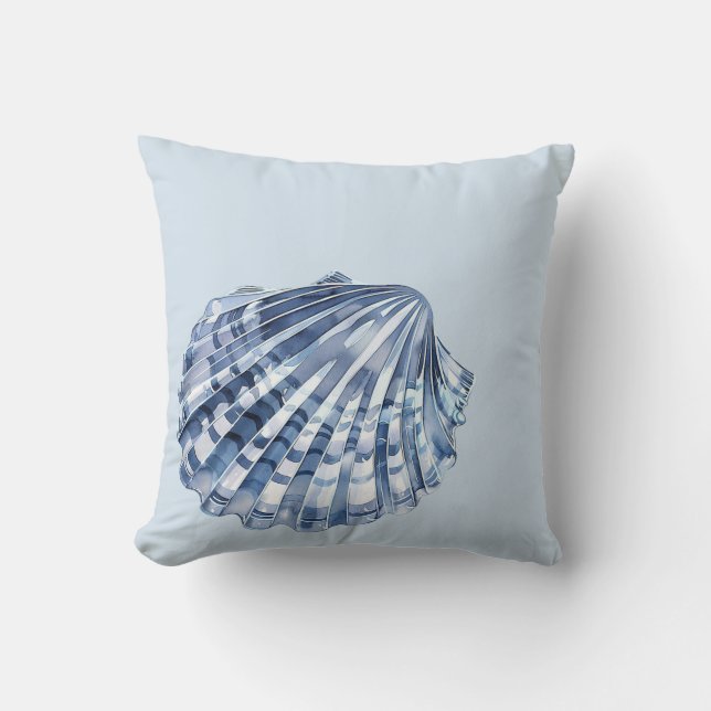Coussin Coquilles marines bleues et blanches (Recto)