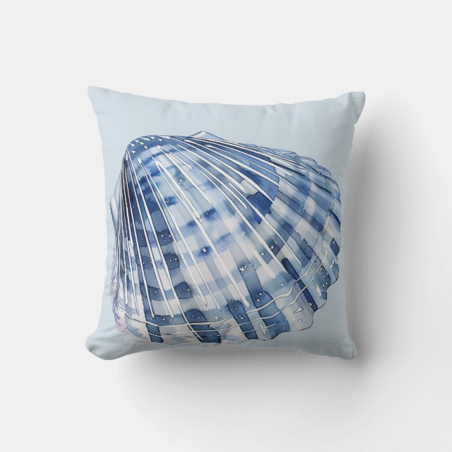 Coussin Coquilles marines bleues et blanches (Recto)