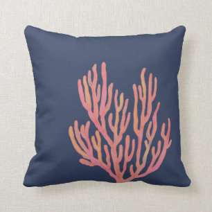 Coussin Corail bleu marine