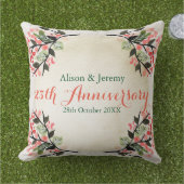 Coussin Corail botanique d'anniversaire de mariage (Herbe)