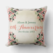 Coussin Corail botanique d'anniversaire de mariage (Recto)