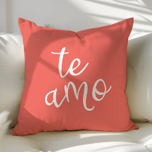 Coussin Corail Chic et Blanc Espagnol Je T'aime Te Amo
