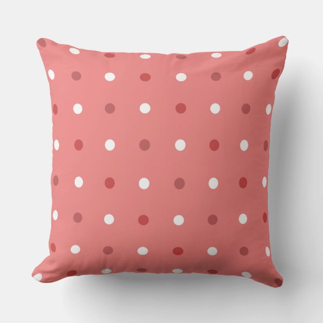 Coussin Corail clair et points blancs (Recto)