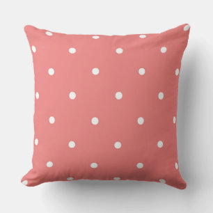 Coussin Corail clair et points blancs