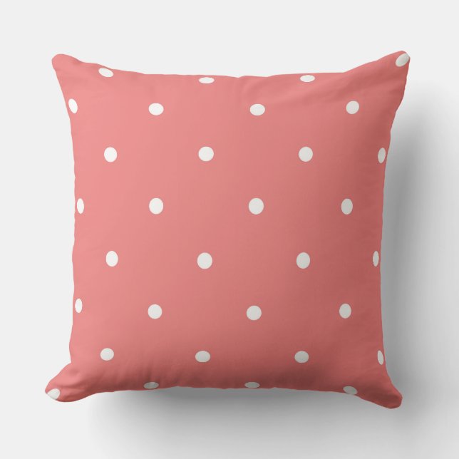 Coussin Corail clair et points blancs (Recto)