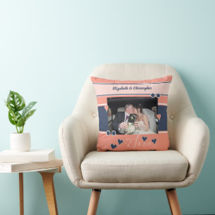 Coussin Corail et anniversaire marine avec photo