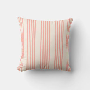 Coussin Corail et beige cinq rayures motif