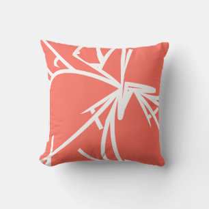 Coussin Corail et blanc Conception abstraite biologique