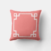 Coussin Corail et clé grecque blanche (Verso)